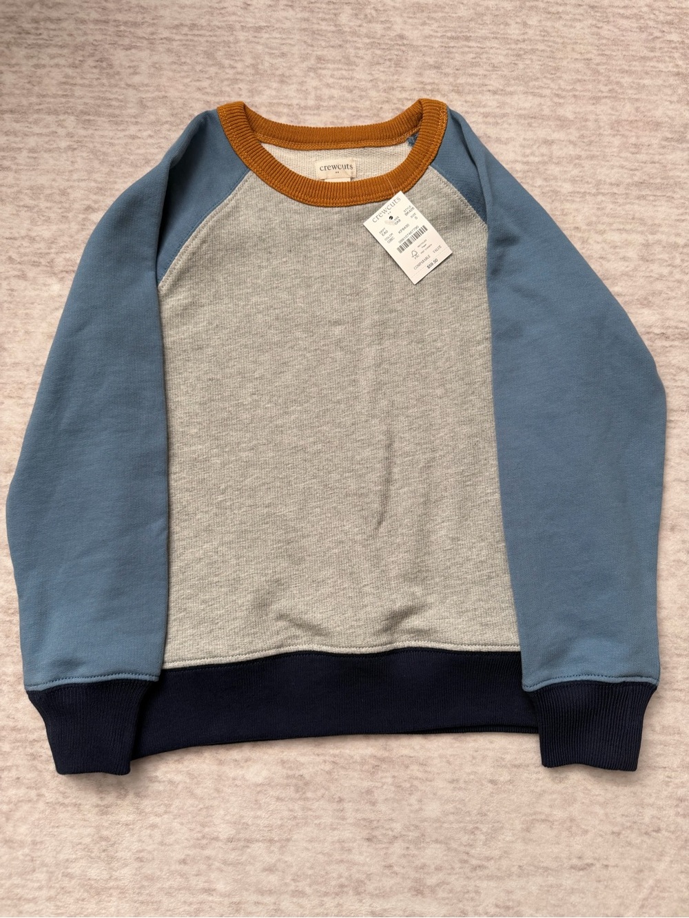 Crewcuts Colorblock Raglan Sweatshirt in Gray, Blue & Mustard